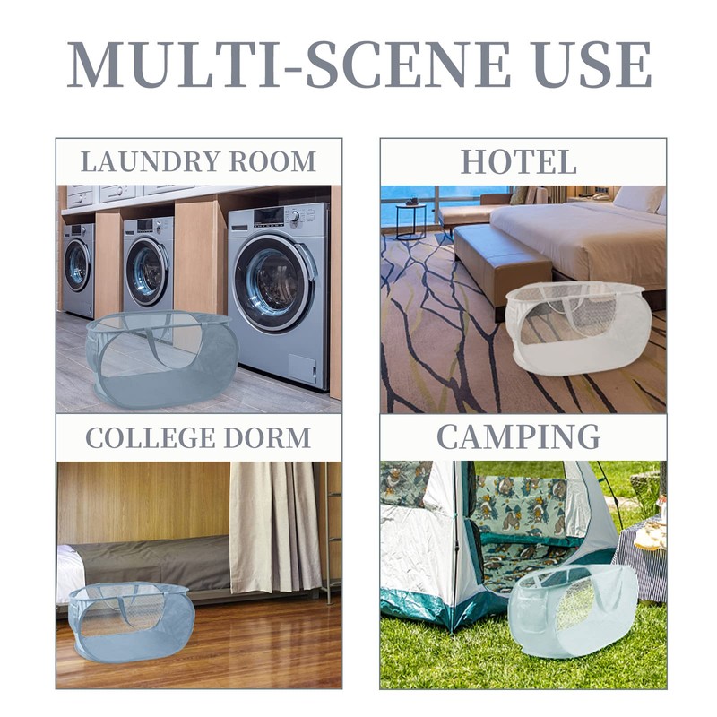 LELE LIFE Reinforced Collapsible Laundry Baskets, 3Pcs High-Strength Mesh Pop
