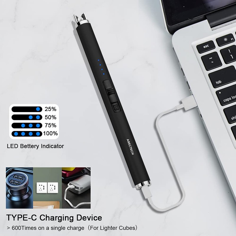 ARECTECH Rechargeable Electric Candle Lighter Arc Plasma Windproof Lighter for