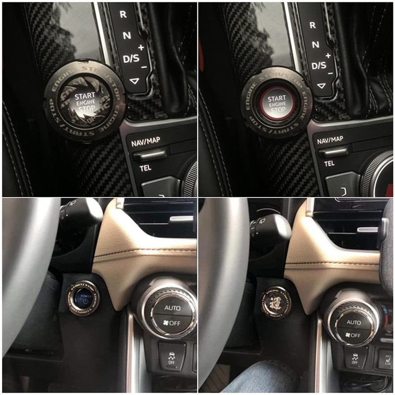 Car Push Start Button Cover Spin Engine Start Stop Button