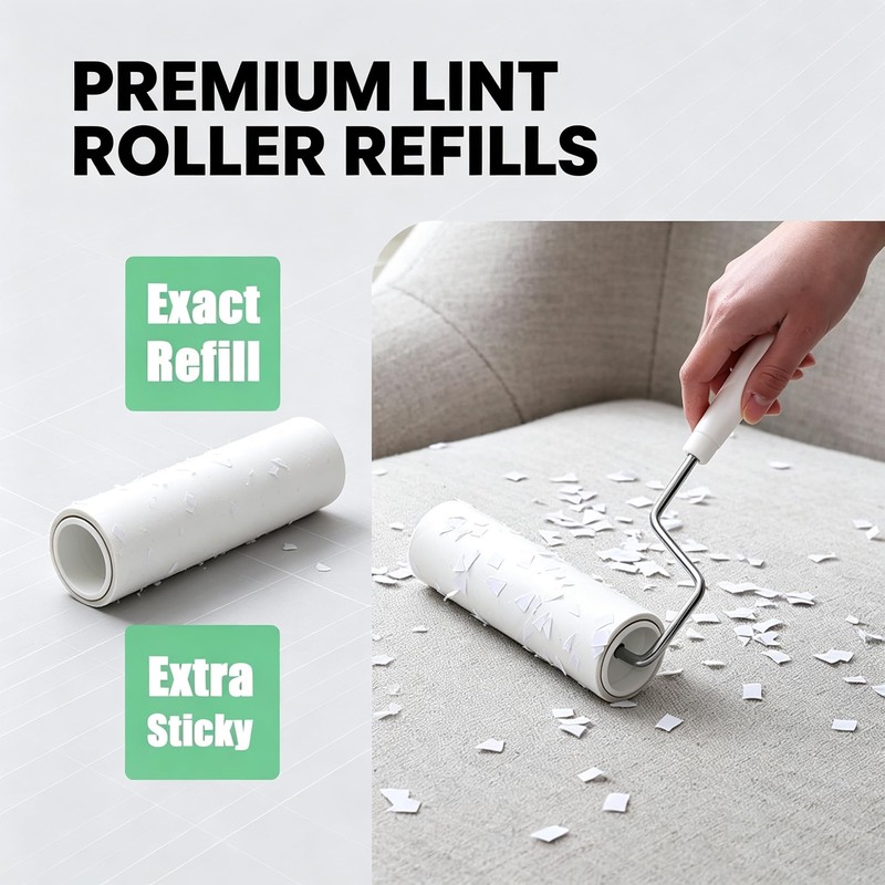 6.3" Lint Roller Refills, 5‑Roll Pack, Handle Not Included