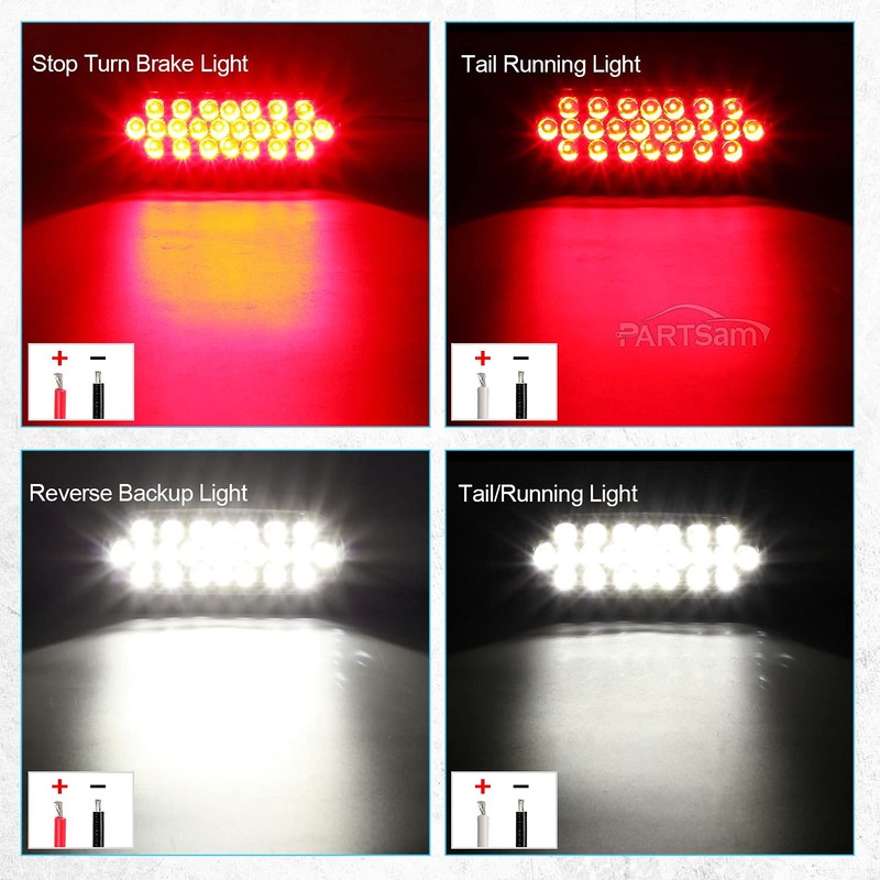 Partsam 2xRed + 2xWhite 6" 24 LED Oval Stop Turn