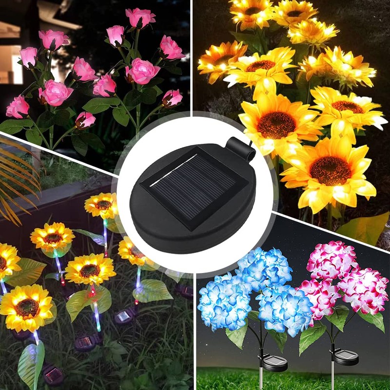 2/4 Solar Flower Lights Replacement Top Solar Panel Lantern Lid