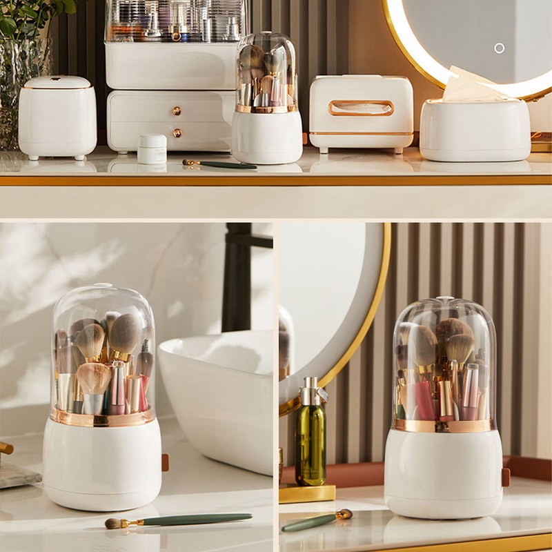 Rotate Dustproof Makeup Brushes Holder Storage 5 Compartments Waterproof Makeup