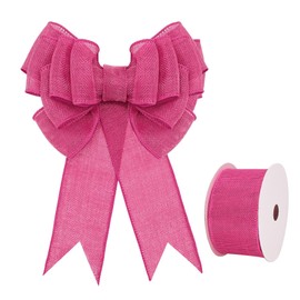 Ribreeze Hot Pink Easter Burlap Wired Ribbon 2.5 Inch x 10 Yards for Crafts DIY Decor Parties and Home Outdoor Decoration
