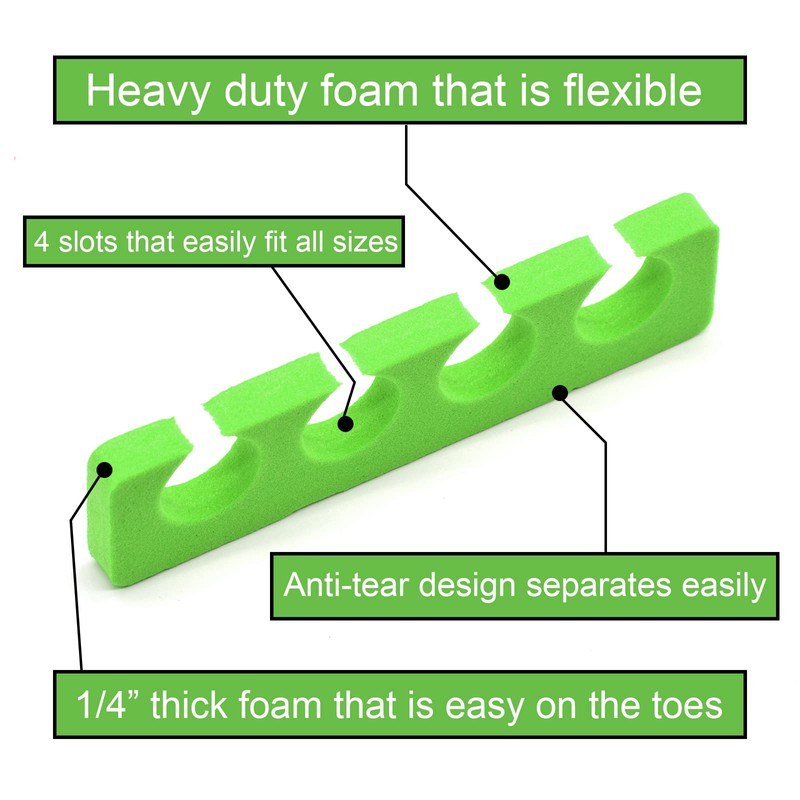 PrettyClaw Toe Separators 100 Pairs (200 Pieces) (Green)