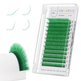 Colored Eyelash Extension Classic Green 0.07 L Curl 8-15mm Mixed Volume Lash Extension Individual False Eye Lashes With Color By ANNAFRIS (Classic Green,0.07 L 8-15mm Mix)