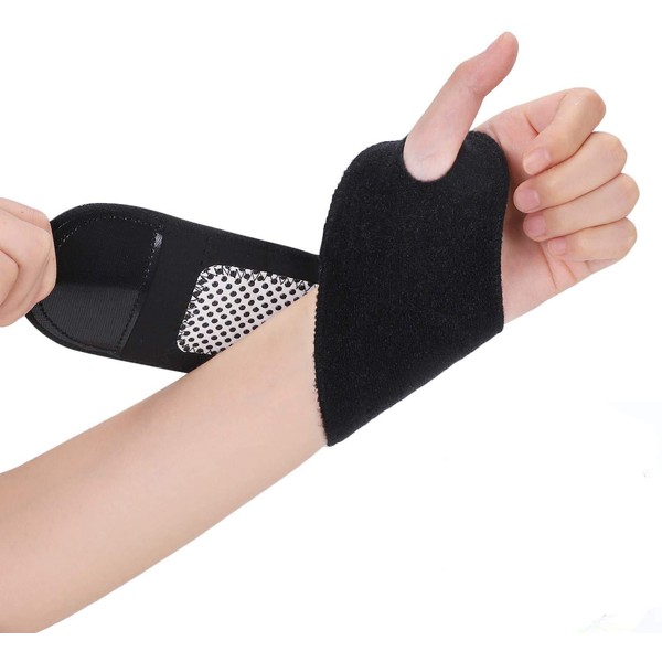 Heating Warmer Hand Wrist Wrap, Adjustable Compression Magnetic Heated Support Pain Relief Protection Brace Wristband Belt for Sprains, Swelling, Tendinitis, Arthritis-1 Pair