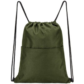 Vorspack - Mochila con cordón resistente al agua con bolsillo lateral para hombre y mujer, color verde