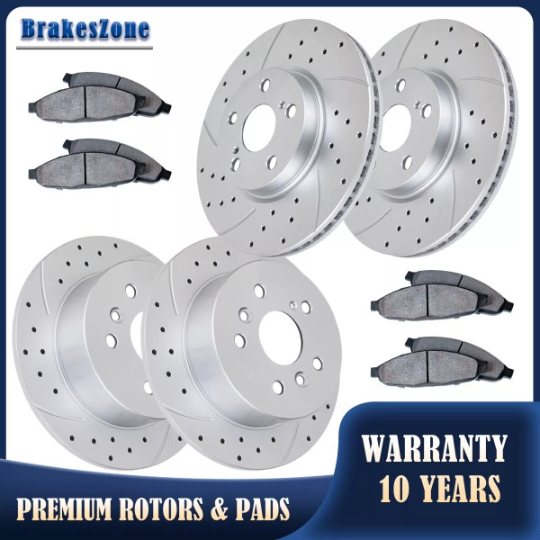 brakeszone Front Rear Brake Rotors Pads Fit for Mazda 6
