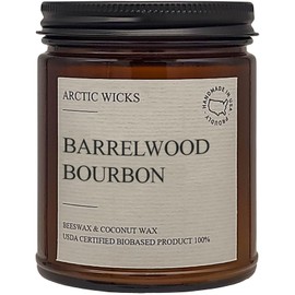Arctic Wicks Arctic Wicks Scented Coconut Beeswax Candles | Coconut Beeswax Non Toxic Candle 9oz Amber | Farmhouse Candles Non-Toxic Clean Burn 100% USDA Certified Biobased (Barrelwood Bourbon)