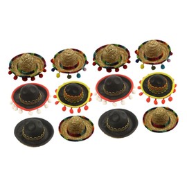 Gadpiparty 2sets Mexican Straw Headband Sombrero Party Hat Mexican Decorations 6pcs*2