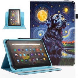 Phondazvi Universal 10 10.1 Inch Android Tablet Case,360 Degree Rotatable Kickstand Multiple Viewing 9.5"-10.5" Inch Tablet Protective Cover for 9" 9.6" 9.7" 10.1" 10.5" Touchscreen Tablet,Dog