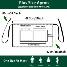 umboom 4 Pack Waist Apron, Black Waiter Waitress Aprons with 3 Pockets, Catering Apron for Bistro Restaurant Gardening, Half Apron for Men and Women (Polyester Cotton)