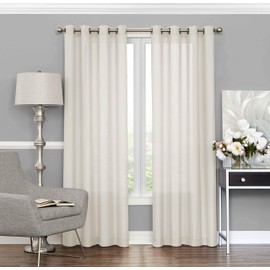 ECLIPSE Liberty Sheer Light Filtering Grommet Top Curtains for Living Room and Bedroom, Single Panel, 52" x 108", Ivory