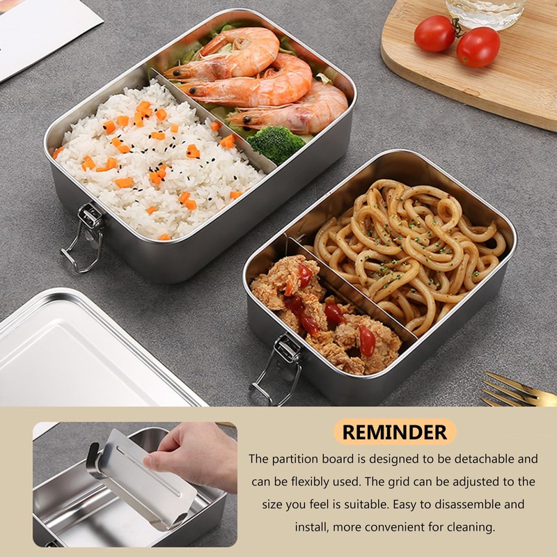 PCXWTLN Stainless Steel Lunch Box, 1400ml Bento Box with 2