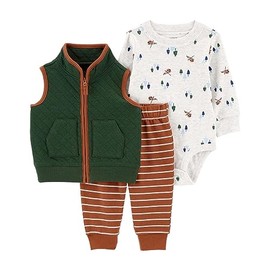 Carter's Baby Boys' 3 Piece Vest Set (Multi/Outdoors, 9 Months)