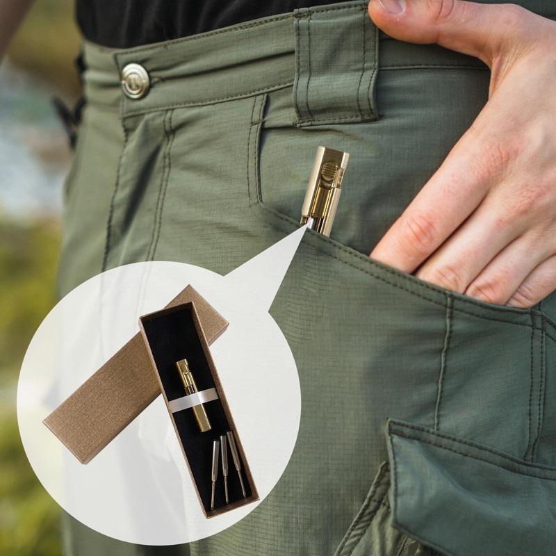 NAESM Mini Brass Bolt Action Pen, Portable Travel Metal Design