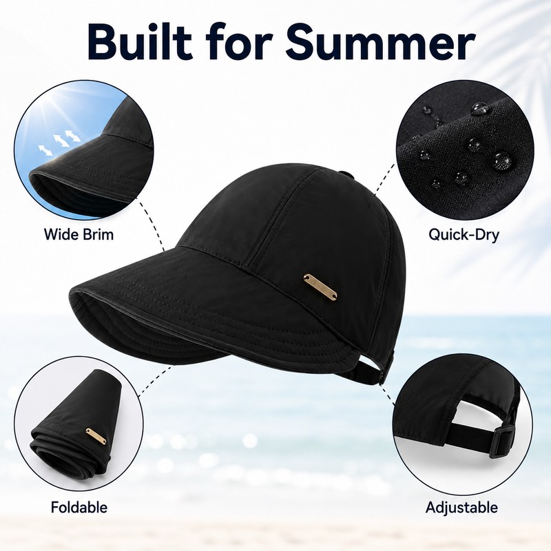 Foldable Wide Brim Sun Hat – Adjustable Quick-Drying Outdoor Hat