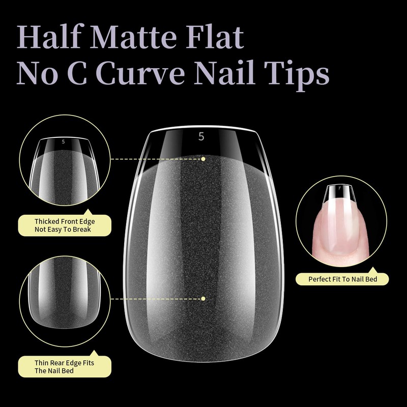 Venares Extra Short Coffin Nails Press on, 500 Pcs Soft