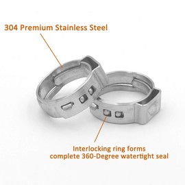 ISPINNER 50pcs 2 Sizes Stainless Steel PEX Cinch Clamp Rings Assortment Kit for PEX Tubing Pipe Fitting Connections (30pcs 1/2" + 20pcs 3/4")