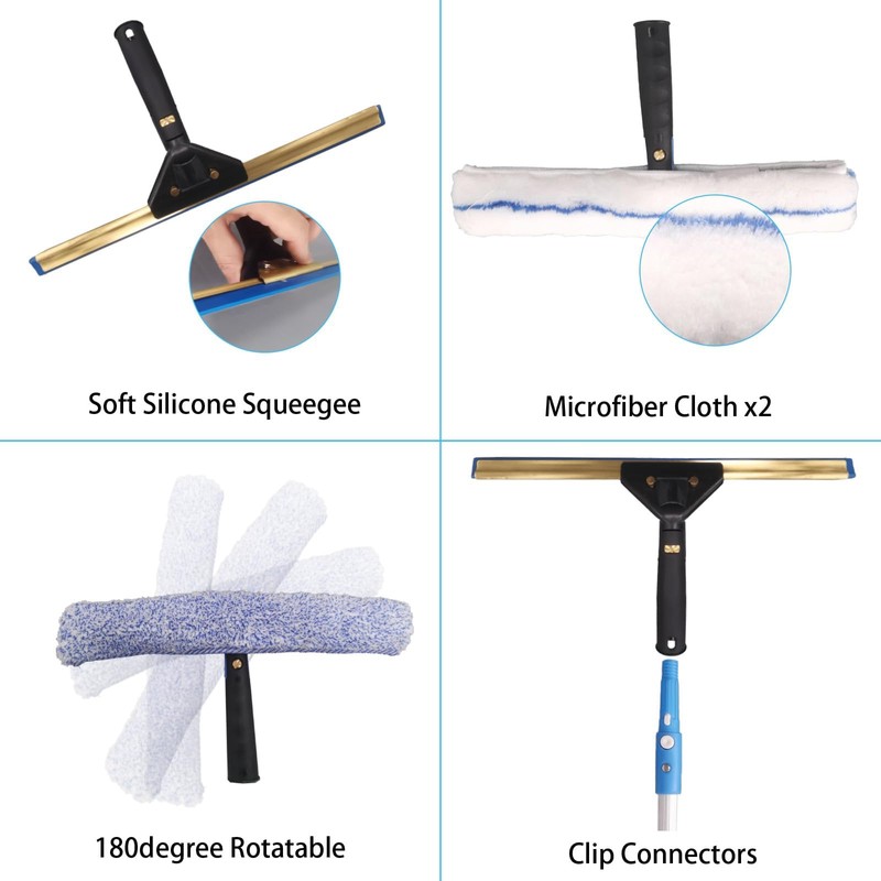 Pro Window Cleaning Kit with Storage Bucket, with 4 13