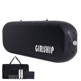 GIRISHIP 10'×18"/24" Inflatable Boat Bumpers, Large Boat Fenders for Docking, Boat Bumpers for Docking with Mooring Ropes, Heavy Duty Dock Bumper for Yacht or Fishing Boat (Black, 48"x 18"x 8")