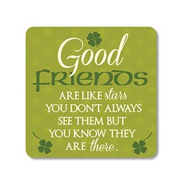 Shamrock Gift Co. Coaster Cork Backed with Good Friends Saying and Irish Shamrock Design