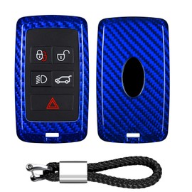 T-carbon Glass Fiber Key Fob Cover Compatible with Land Rover Car Series Key Fob Protector Case Compatible with Jaguar Key Case,Blue