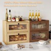 Alpeir Double Layer Large Bread Box for Kitchen Counter, Wooden