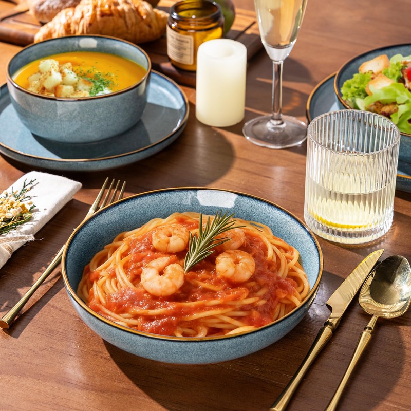 GBHOME Ceramic Dinnerware Sets for 4, 12 Pieces Stoneware Plates