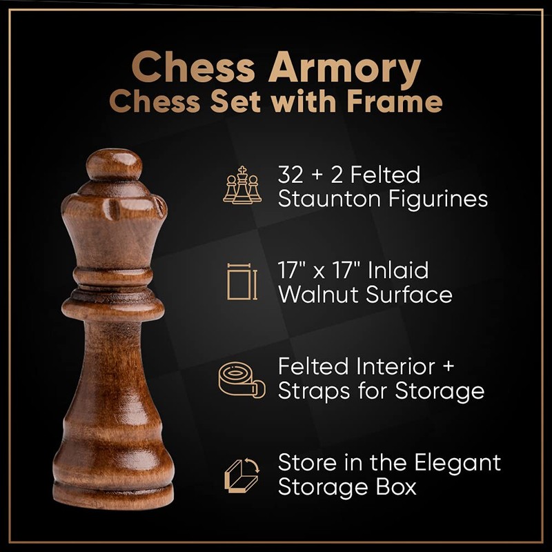Chess Armory Wooden Chess Set – 17-Inch Large Chess Board