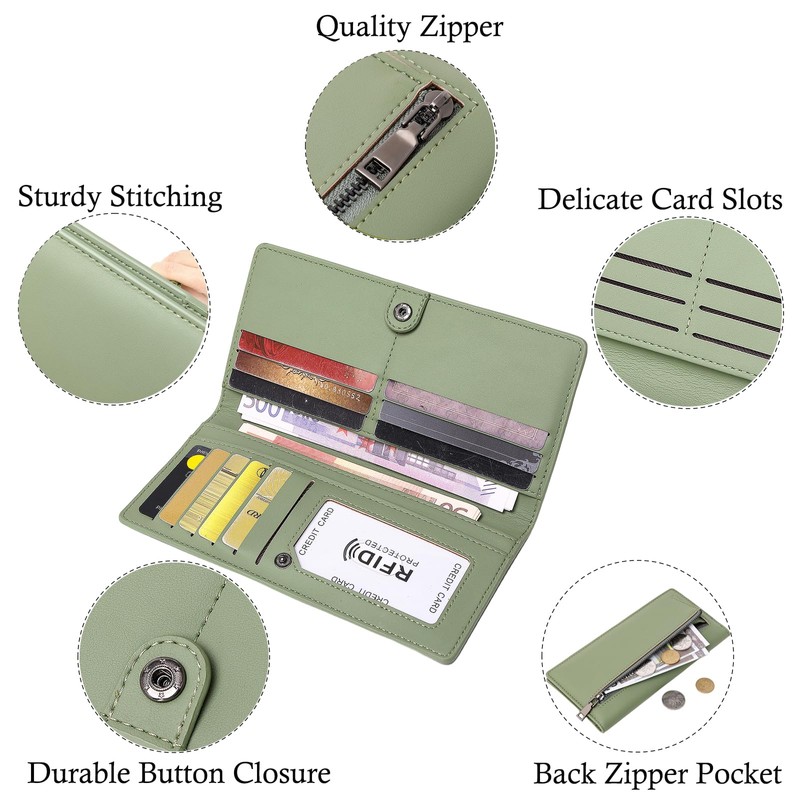 Bakurok Wallets for Women Slim Thin Soft Leather RFID Blocking