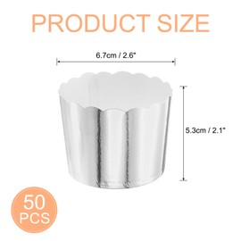 sourcing map 50pcs Cupcake Wrappers for Wedding, Paper Baking Cups, and Muffins Liners for Birthday Wedding Party Supplies Silver
