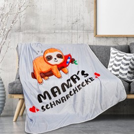 LAMEK Mama Kuscheldecke Flauschig Decke Faultier Mamas SCHNARCHECKE Fleecedecke Flanell Sofadecke Geschenk Geburtstagsgeschenk für Mutter Geburtstag Muttertag Thanksgiving Weihnachten,130x150 cm