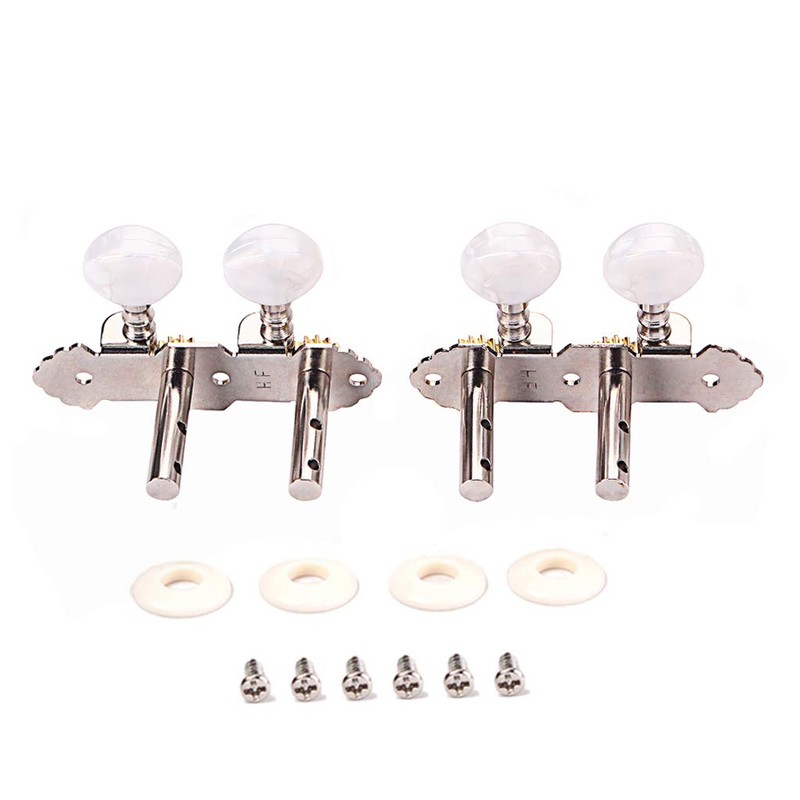 Alnicov 2R2L Tuning Pegs for Ukulele 4 String Guitar Chrome
