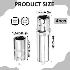 4 PCS 10mm Socket, 10mm Socket 1/4 Drive, 1/4-Inch Drive Deep and Shallow Impact Sockets Set, Cr-V Drives Sockets for DIY Hand-Making Repair Automotive