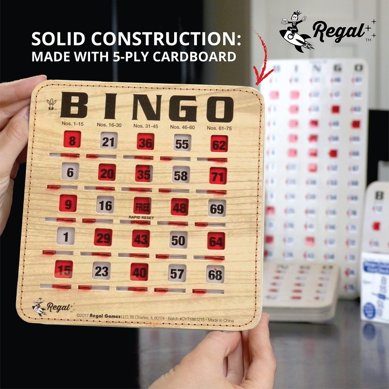 Regal Bingo Bulk Bingo Cards with Sliding Windows - Reusable