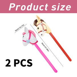 Pack of 2 Inflatable Stick Horse, Inflatable Stick Horse Crafts, Stick Horse for Children, Inflatable Horse, Hobby Horsing, Horse Head for Themed Party Decoration Props (Pink + Skin Colours)