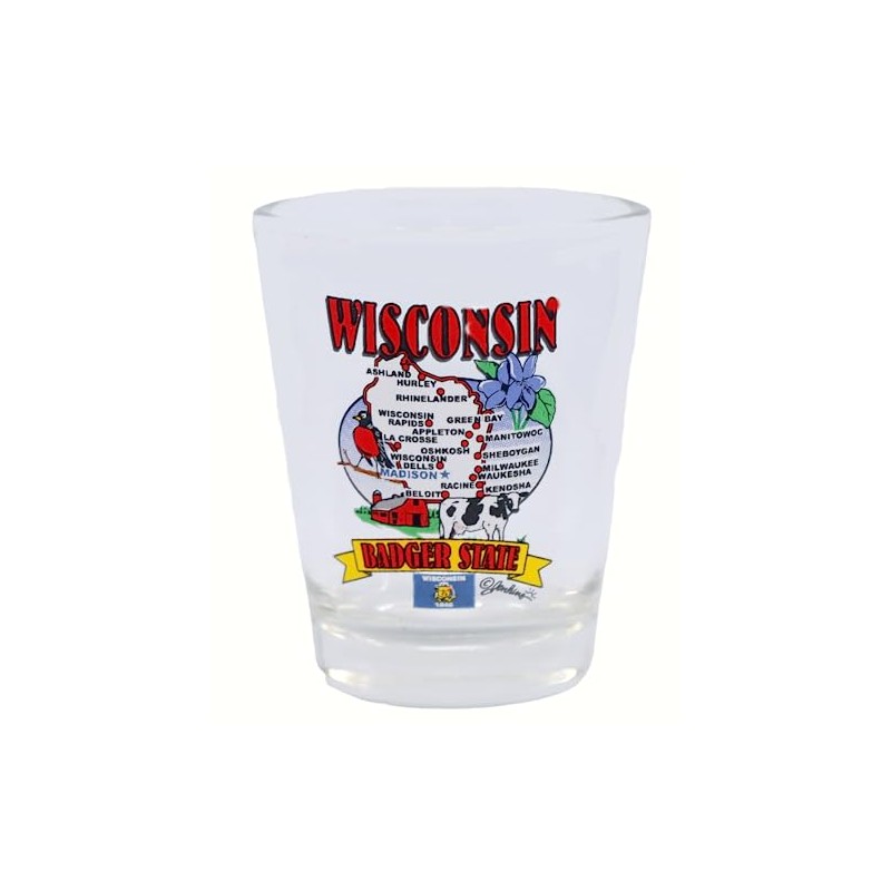 Wisconsin State Elements Map Shot Glass