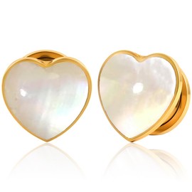 Vankula Ear Tunnel 1 Pair Flesh Plugs Heart Shell Stainless Steel for Men Women Ear Piercing Stretched Jewellery 8 mm to 16 mm, Metal