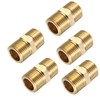 TOP-VIGOR 5Pcs Brass Pipe Fitting Hex Nipple, 1/2" x 1/2"