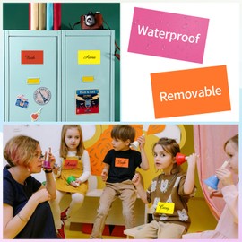 STARLIBOO Removable Colored Labels Stickers, 3X5 Inch Removable Large Label Stickers for Moving Boxes and Storage Bins- Waterproof- Tear Resistant (Orange)