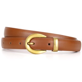 XZQTIVE - Cinturones de piel para mujer, para jeans, pantalones de vestir, cinturones negros de moda para mujer, cinturones de cintura con hebilla dorada, marrón latón, XL Fit waist 42-47 inches