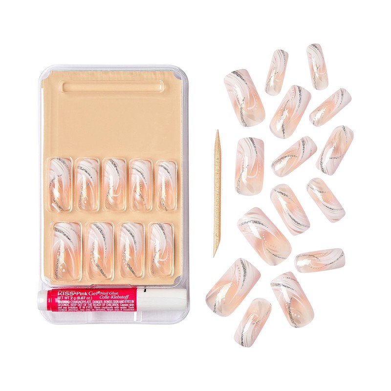 Gold Finger False Nails Gel Glam Design Full Cover Fake