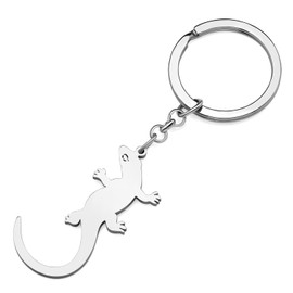 DALANE Stainless Steel Novelty Lizard Keyring Bag Key Ring Animals Jewellery Charms Gifts for Women Girls Accessories, silver-plated
