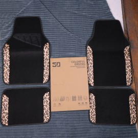 5D Waterproof Universal Fit Car Floor Mats, Leopard Print Car Mats Fit for SUV,V