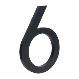 HASWARE Floating House Number 6 inch Stylish Door Numbers Alphabet Plaque Street Home Address Numerals (Black, 6)