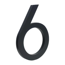 HASWARE Floating House Number 6 inch Stylish Door Numbers Alphabet Plaque Street Home Address Numerals (Black, 6)