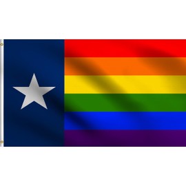 DMSE Rainbow Texas State Flag 3X5Ft Foot 100% Polyester 100D Flag