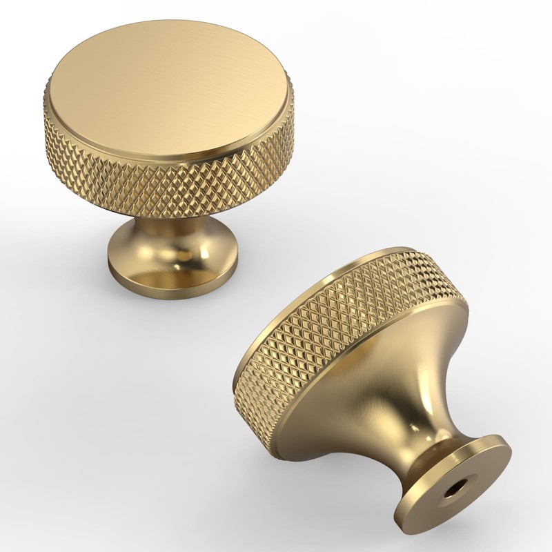 Amerdeco 10 Pack Champagne Bronze Knurled Cabinet Knobs Kitchen Cabinet